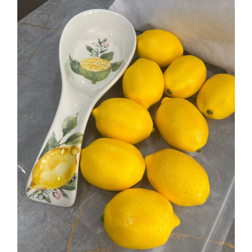 Lemon Decor- price includes- lemons, spoon-holder& canvas print- NEW-NEVER USED